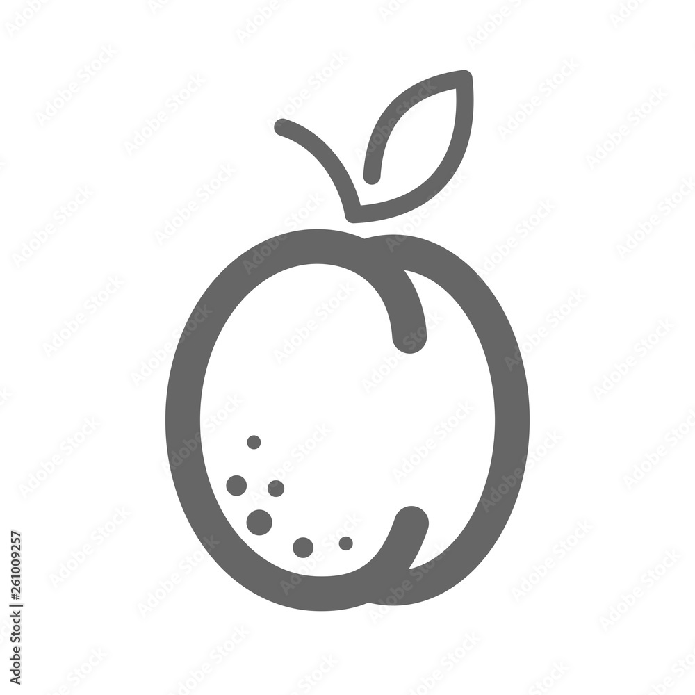 Apricot, Peach with leaf icon. Apricot fruit sign Apricot, Peach with leaf icon. Apricot fruit sign