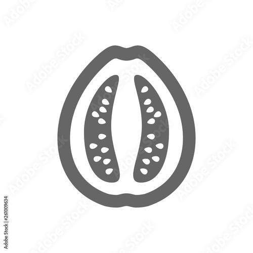 Guava outline icon. Guava tropical fruit sign