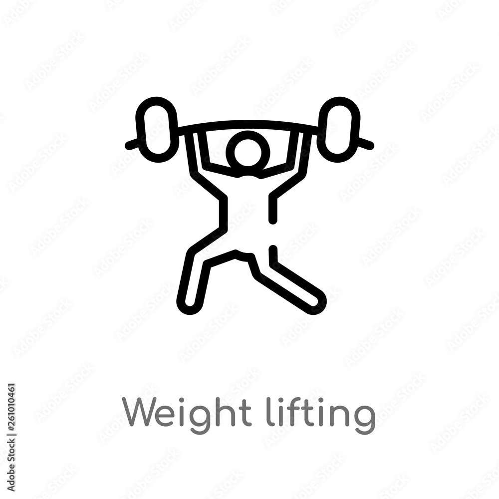 outline weight lifting vector icon. isolated black simple line element illustration from sports concept. editable vector stroke weight lifting icon on white background
