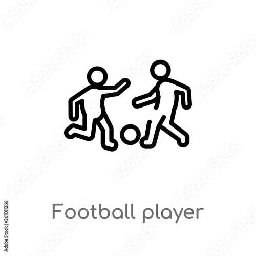 outline football player with ball vector icon. isolated black simple line element illustration from sports concept. editable vector stroke football player with ball icon on white background