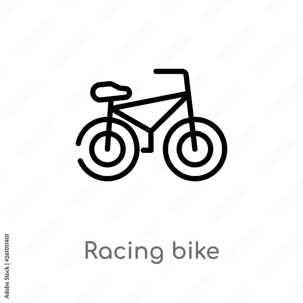 Fototapeta premium outline racing bike vector icon. isolated black simple line element illustration from sports concept. editable vector stroke racing bike icon on white background