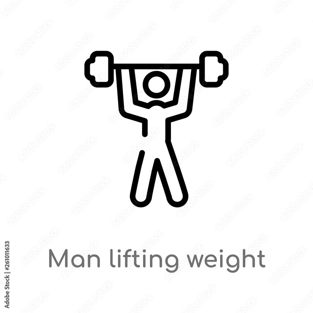 outline man lifting weight vector icon. isolated black simple line element illustration from sports concept. editable vector stroke man lifting weight icon on white background