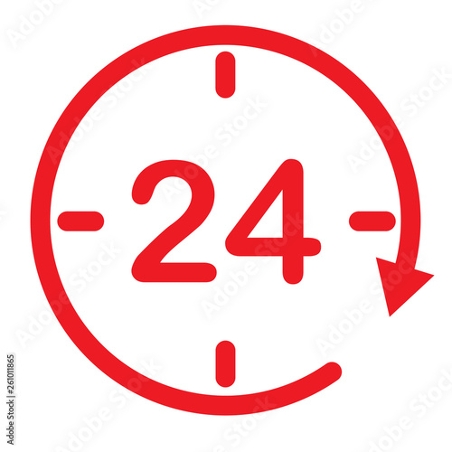 24 hours assistance. clock symbol. open 24 hours icon for your web site design, logo, app, UI. twenty four hour icon on white background. flat style. 24 hours sign.