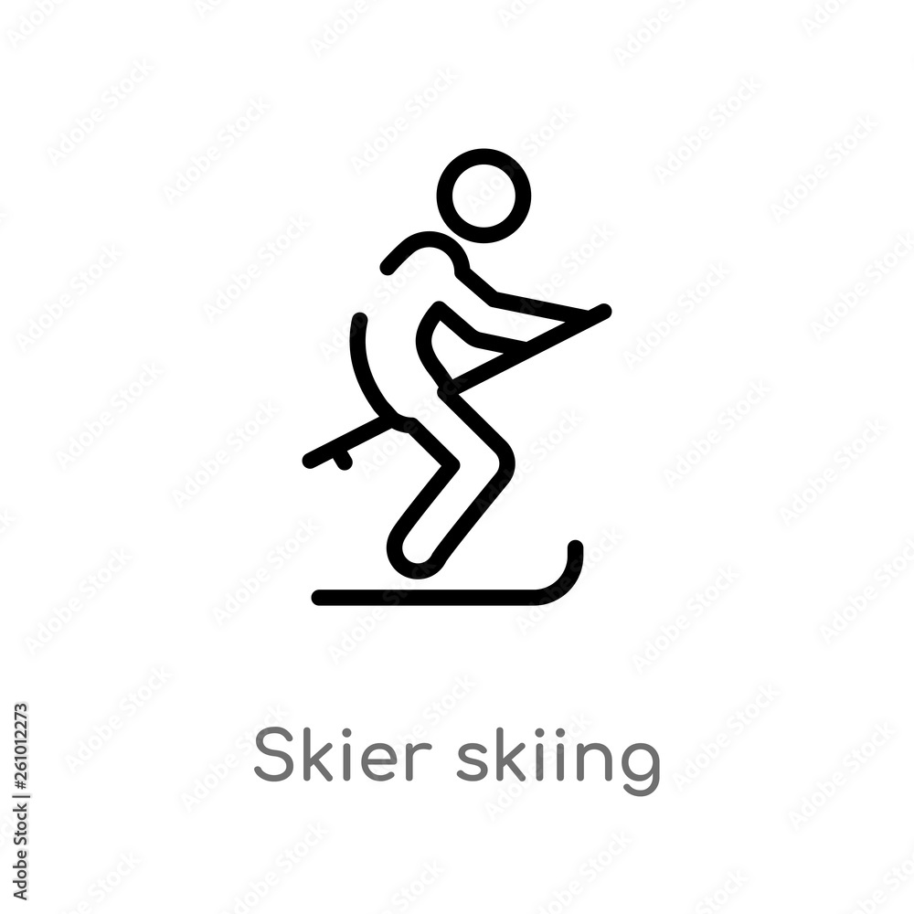 outline skier skiing vector icon. isolated black simple line element illustration from sports concept. editable vector stroke skier skiing icon on white background outline skier skiing vector icon. isolated black simple line element illustration from sports concept. editable vector stroke skier skiing icon on white background