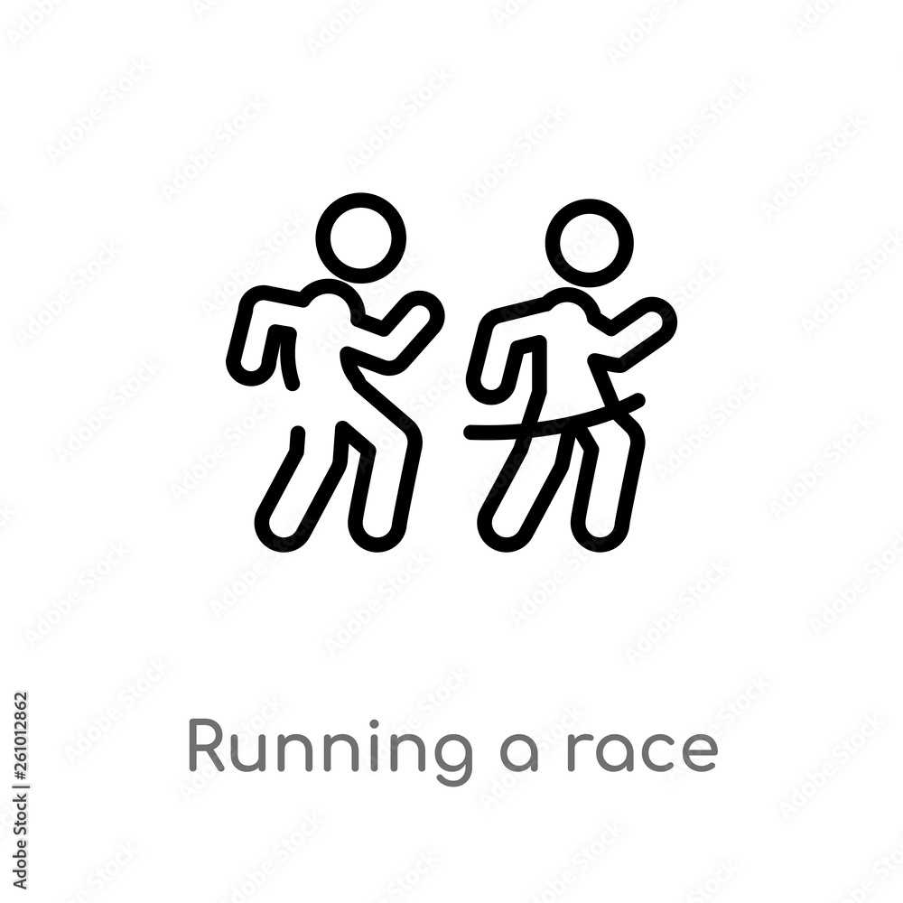 outline running a race vector icon. isolated black simple line element illustration from sports concept. editable vector stroke running a race icon on white background outline running a race vector icon. isolated black simple line element illustration from sports concept. editable vector stroke running a race icon on white background