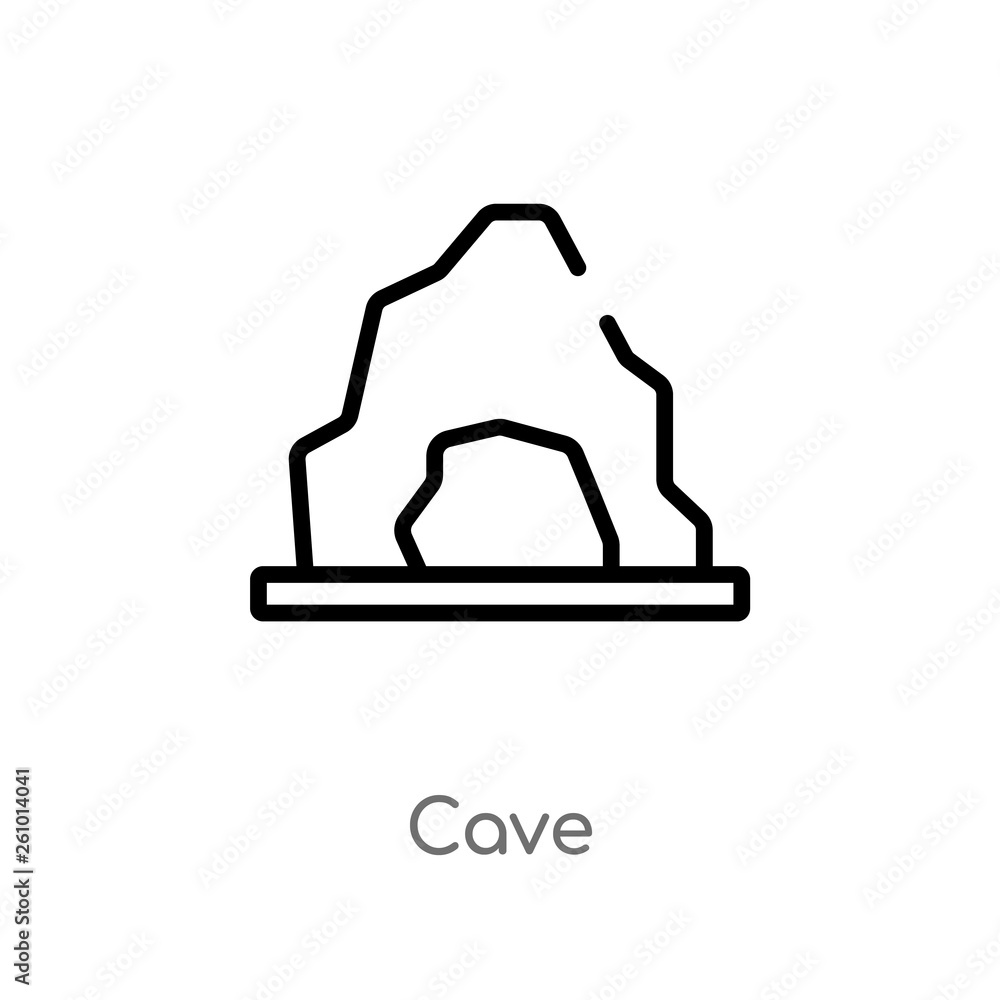 outline cave vector icon. isolated black simple line element illustration from stone age concept. editable vector stroke cave icon on white background outline cave vector icon. isolated black simple line element illustration from stone age concept. editable vector stroke cave icon on white background