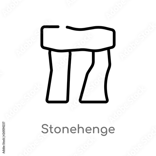outline stonehenge vector icon. isolated black simple line element illustration from stone age concept. editable vector stroke stonehenge icon on white background