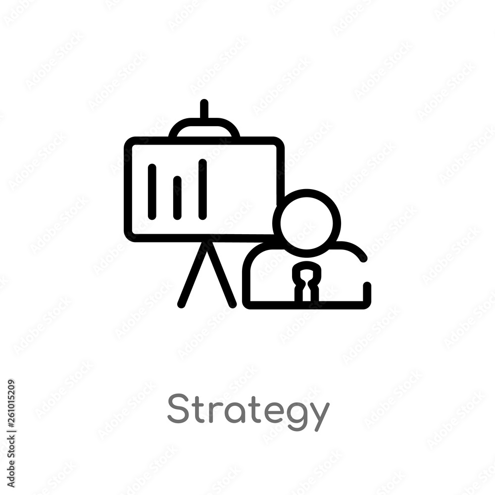 outline strategy vector icon. isolated black simple line element illustration from  concept. editable vector stroke strategy icon on white background
