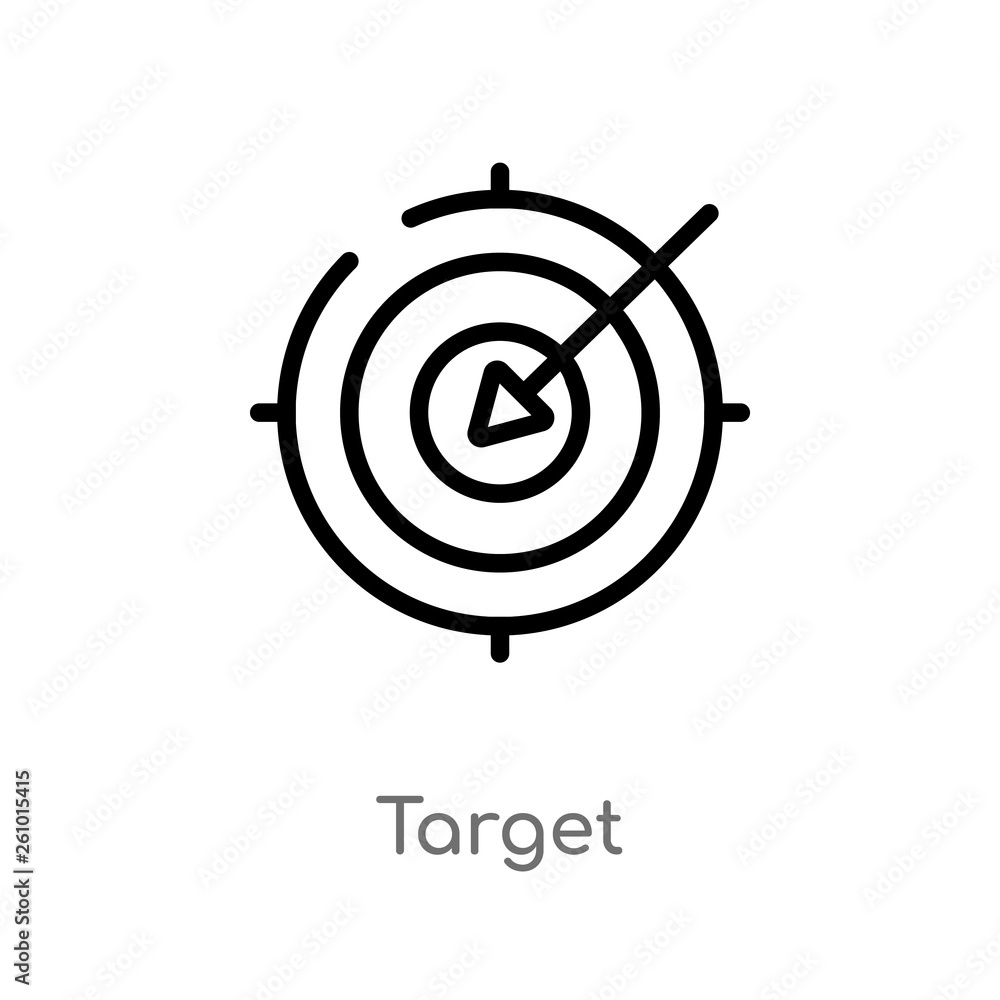 outline target vector icon. isolated black simple line element illustration from strategy concept. editable vector stroke target icon on white background outline target vector icon. isolated black simple line element illustration from strategy concept. editable vector stroke target icon on white background