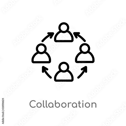 outline collaboration vector icon. isolated black simple line element illustration from strategy concept. editable vector stroke collaboration icon on white background