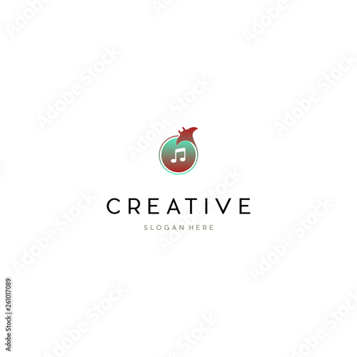 Manta Ray Note Musical Creative Icon Logo Design Element Vector Template