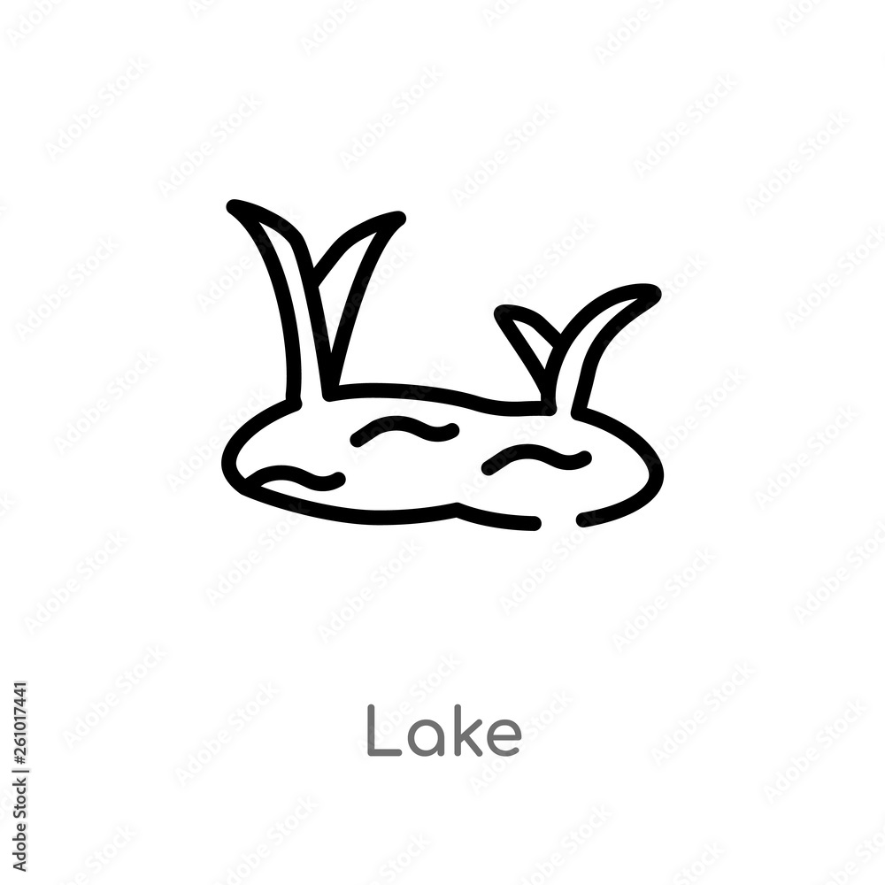 outline lake vector icon. isolated black simple line element illustration from summer concept. editable vector stroke lake icon on white background