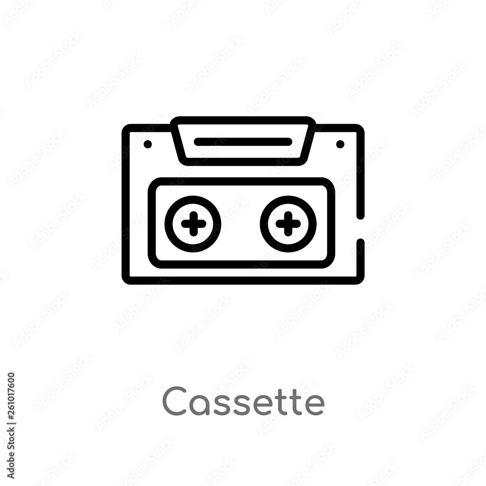 outline cassette vector icon. isolated black simple line element illustration from summer concept. editable vector stroke cassette icon on white background outline cassette vector icon. isolated black simple line element illustration from summer concept. editable vector stroke cassette icon on white background