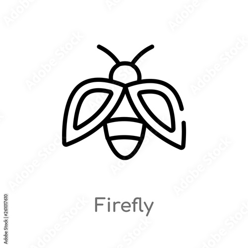 outline firefly vector icon. isolated black simple line element illustration from summer concept. editable vector stroke firefly icon on white background