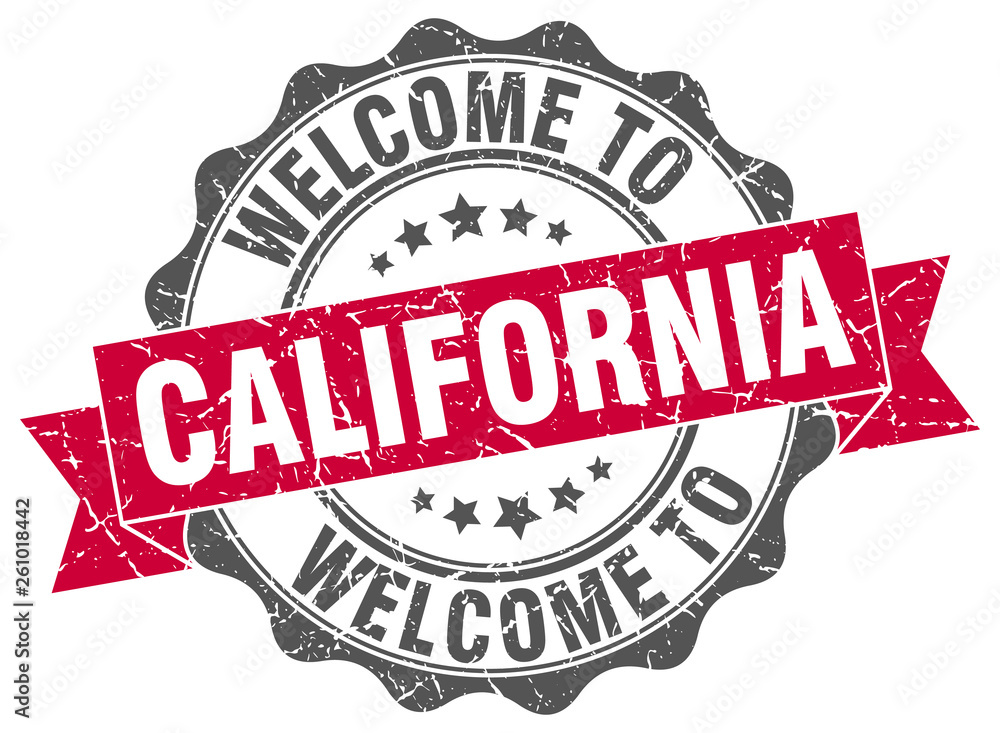 Obraz premium California round ribbon seal