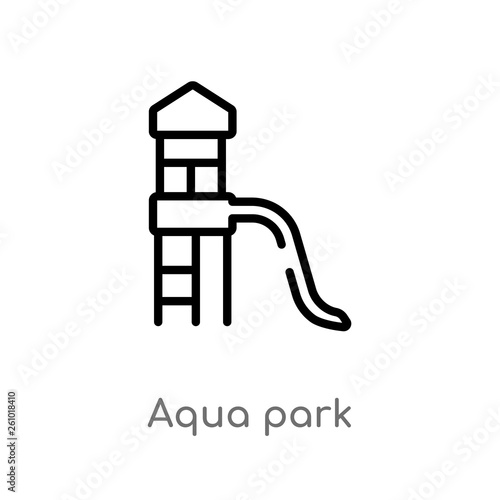 outline aqua park vector icon. isolated black simple line element illustration from summer concept. editable vector stroke aqua park icon on white background