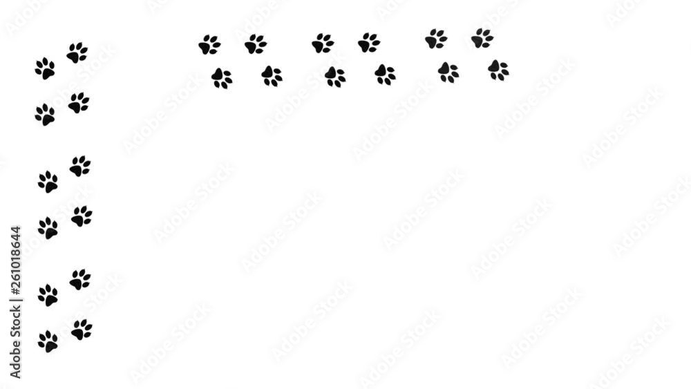 Paw prints on a solid background in motion. Traces of a moving animal. Paw prints on a solid background in motion. Traces of a moving animal.
