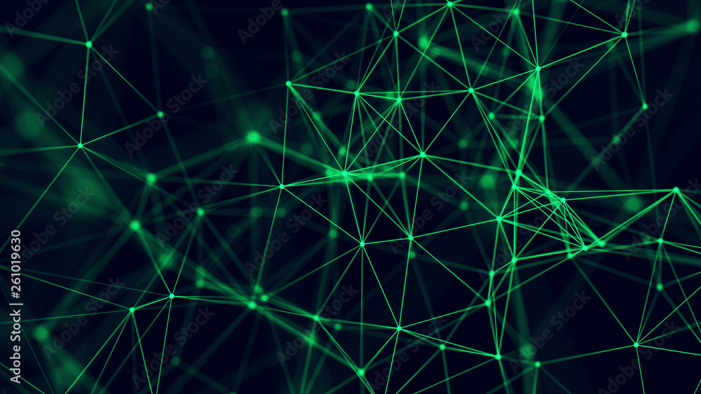 Big data visualization. Abstract background with connecting dots and lines. 3D rendering. High resolution. Big data visualization. Abstract background with connecting dots and lines. 3D rendering. High resolution.