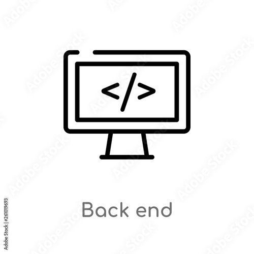outline back end vector icon. isolated black simple line element illustration from technology concept. editable vector stroke back end icon on white background