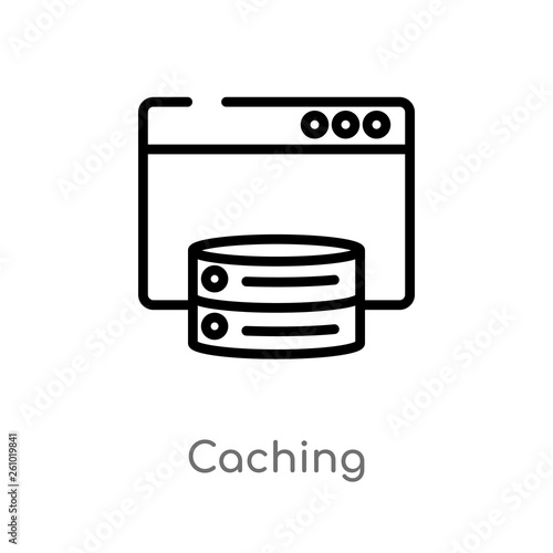 outline caching vector icon. isolated black simple line element illustration from technology concept. editable vector stroke caching icon on white background photo