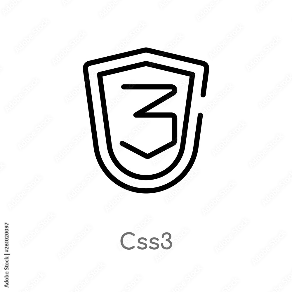 outline css3 vector icon. isolated black simple line element illustration from technology concept. editable vector stroke css3 icon on white background outline css3 vector icon. isolated black simple line element illustration from technology concept. editable vector stroke css3 icon on white background