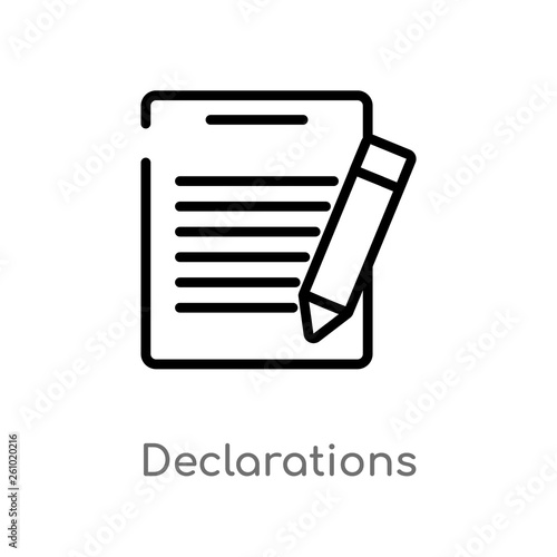 outline declarations vector icon. isolated black simple line element illustration from technology concept. editable vector stroke declarations icon on white background