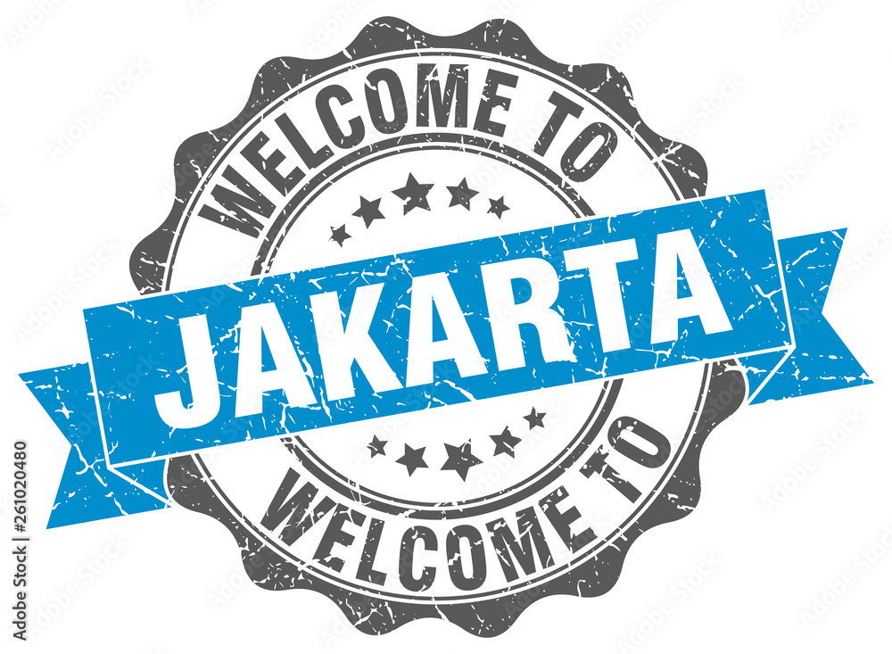 Fototapeta premium Jakarta round ribbon seal