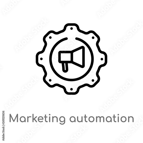 outline marketing automation vector icon. isolated black simple line element illustration from technology concept. editable vector stroke marketing automation icon on white background