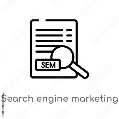 outline search engine marketing vector icon. isolated black simple line element illustration from technology concept. editable vector stroke search engine marketing icon on white background
