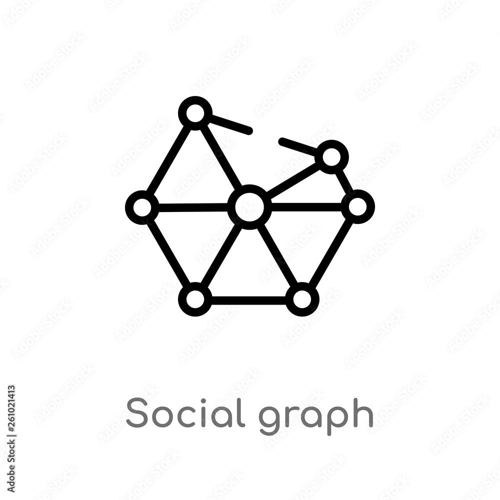 outline social graph vector icon. isolated black simple line element illustration from technology concept. editable vector stroke social graph icon on white background outline social graph vector icon. isolated black simple line element illustration from technology concept. editable vector stroke social graph icon on white background