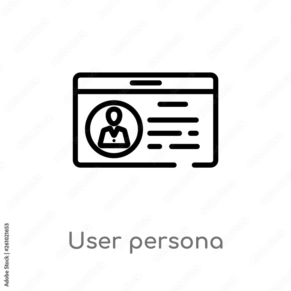 outline user persona vector icon. isolated black simple line element illustration from technology concept. editable vector stroke user persona icon on white background outline user persona vector icon. isolated black simple line element illustration from technology concept. editable vector stroke user persona icon on white background