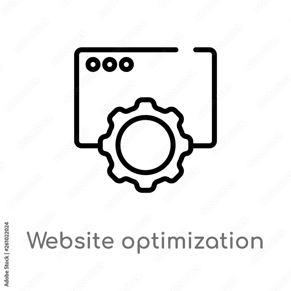 outline website optimization vector icon. isolated black simple line element illustration from technology concept. editable vector stroke website optimization icon on white background