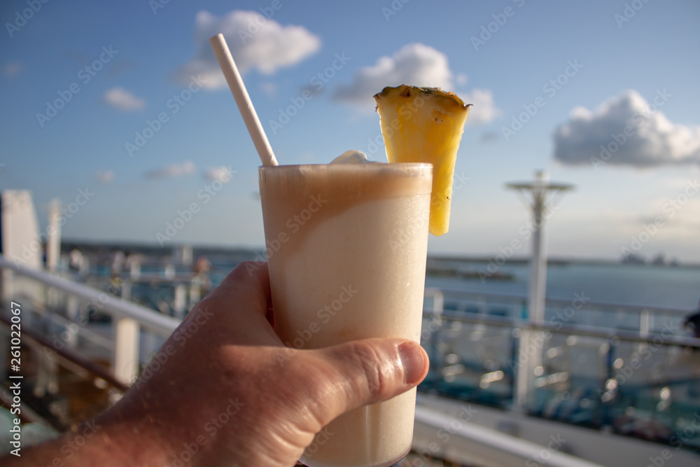 Fotografie Close up of a tropical chocolate cocktail drink taken on an ocean liner cruse ship