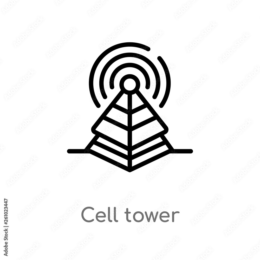 outline cell tower vector icon. isolated black simple line element illustration from technology concept. editable vector stroke cell tower icon on white background outline cell tower vector icon. isolated black simple line element illustration from technology concept. editable vector stroke cell tower icon on white background