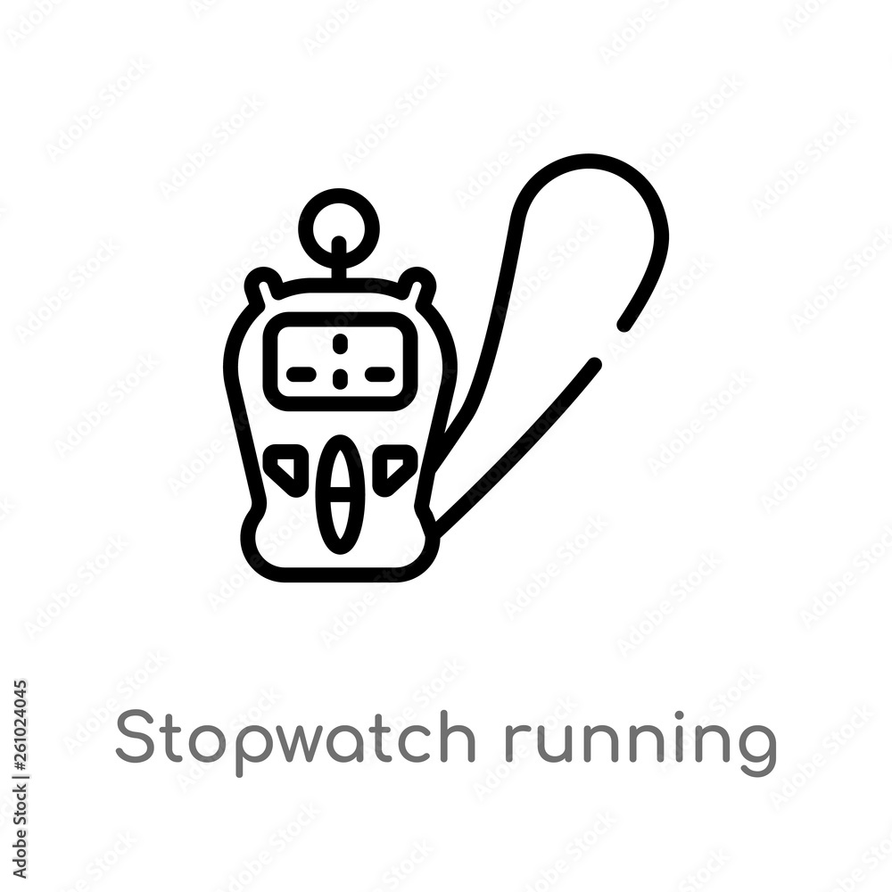 outline stopwatch running vector icon. isolated black simple line element illustration from technology concept. editable vector stroke stopwatch running icon on white background outline stopwatch running vector icon. isolated black simple line element illustration from technology concept. editable vector stroke stopwatch running icon on white background