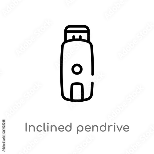 outline inclined pendrive vector icon. isolated black simple line element illustration from technology concept. editable vector stroke inclined pendrive icon on white background