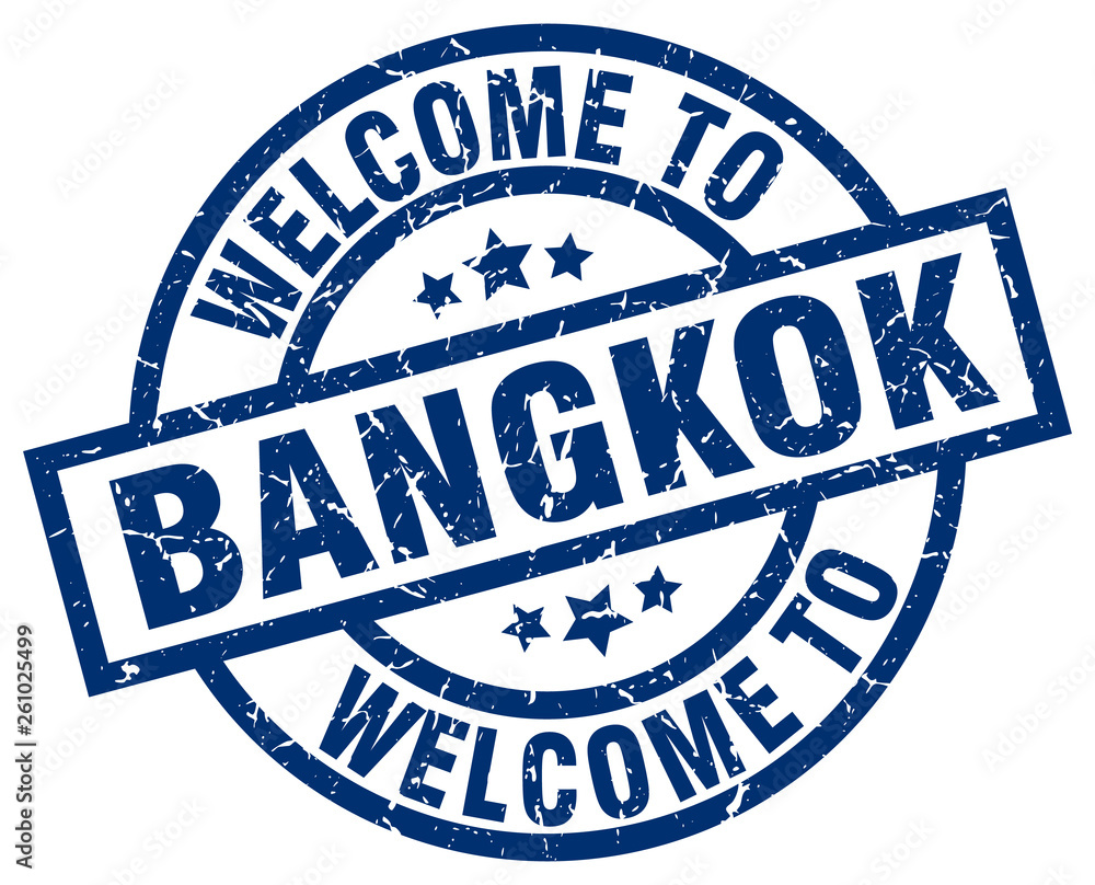 Obraz premium welcome to Bangkok blue stamp