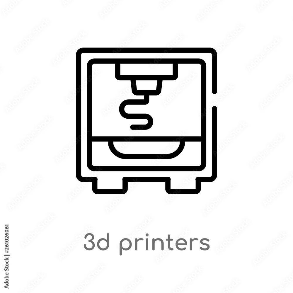 Fototapeta premium outline 3d printers vector icon. isolated black simple line element illustration from technology concept. editable vector stroke 3d printers icon on white background