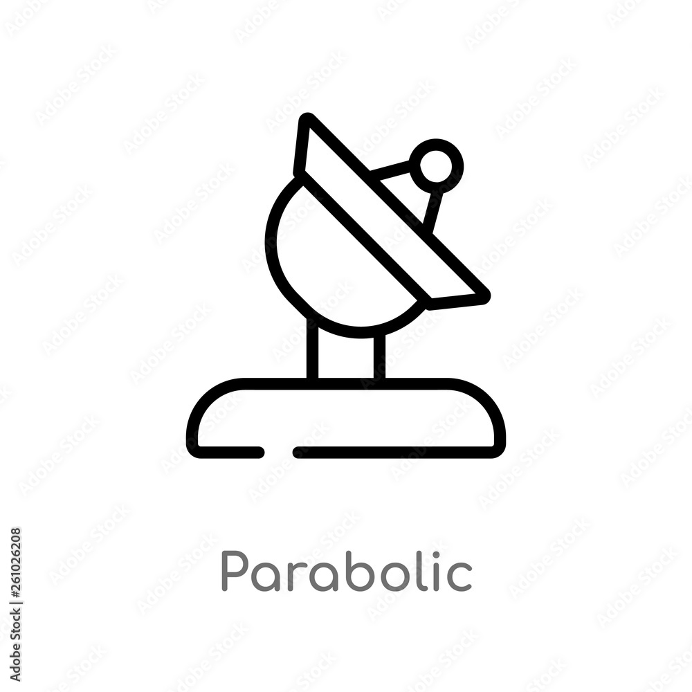 outline parabolic vector icon. isolated black simple line element illustration from technology concept. editable vector stroke parabolic icon on white background outline parabolic vector icon. isolated black simple line element illustration from technology concept. editable vector stroke parabolic icon on white background