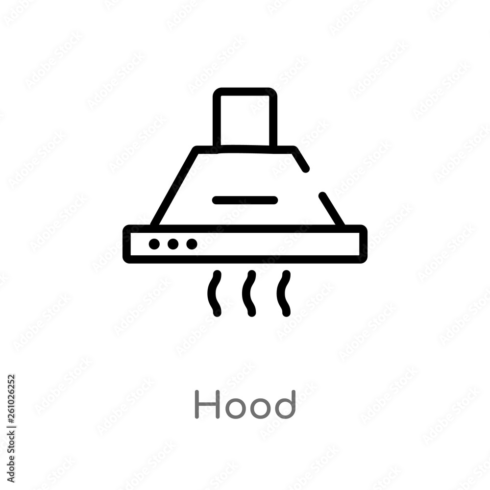 outline hood vector icon. isolated black simple line element illustration from technology concept. editable vector stroke hood icon on white background outline hood vector icon. isolated black simple line element illustration from technology concept. editable vector stroke hood icon on white background