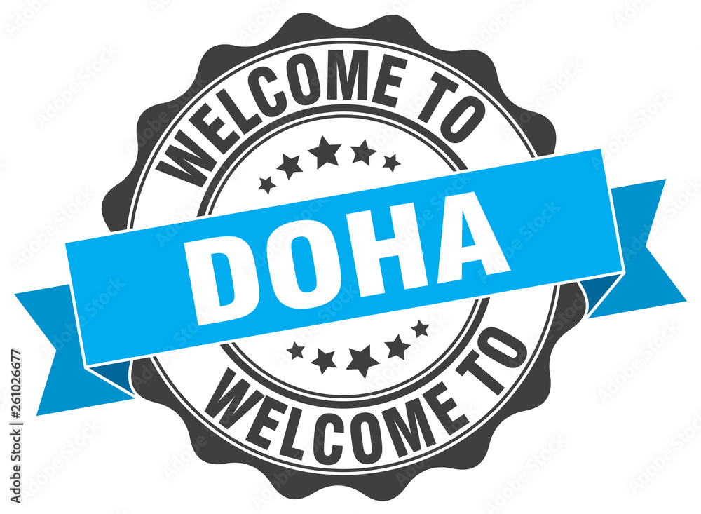 Obraz premium Doha round ribbon seal