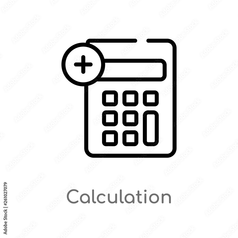 outline calculation vector icon. isolated black simple line element illustration from technology concept. editable vector stroke calculation icon on white background outline calculation vector icon. isolated black simple line element illustration from technology concept. editable vector stroke calculation icon on white background
