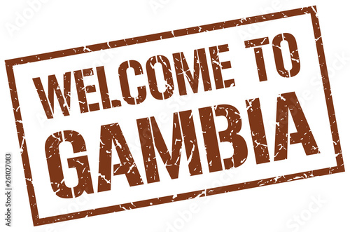 welcome to Gambia stamp