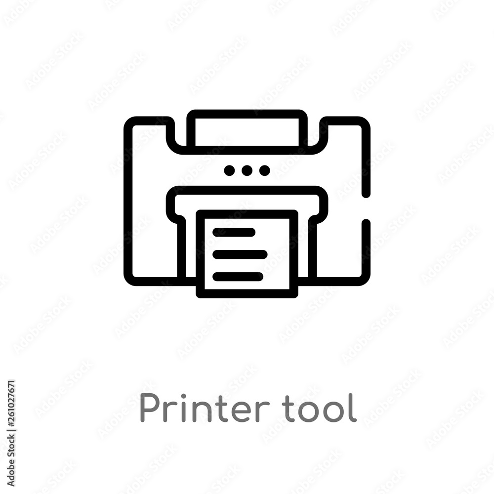 outline printer tool vector icon. isolated black simple line element illustration from technology concept. editable vector stroke printer tool icon on white background outline printer tool vector icon. isolated black simple line element illustration from technology concept. editable vector stroke printer tool icon on white background