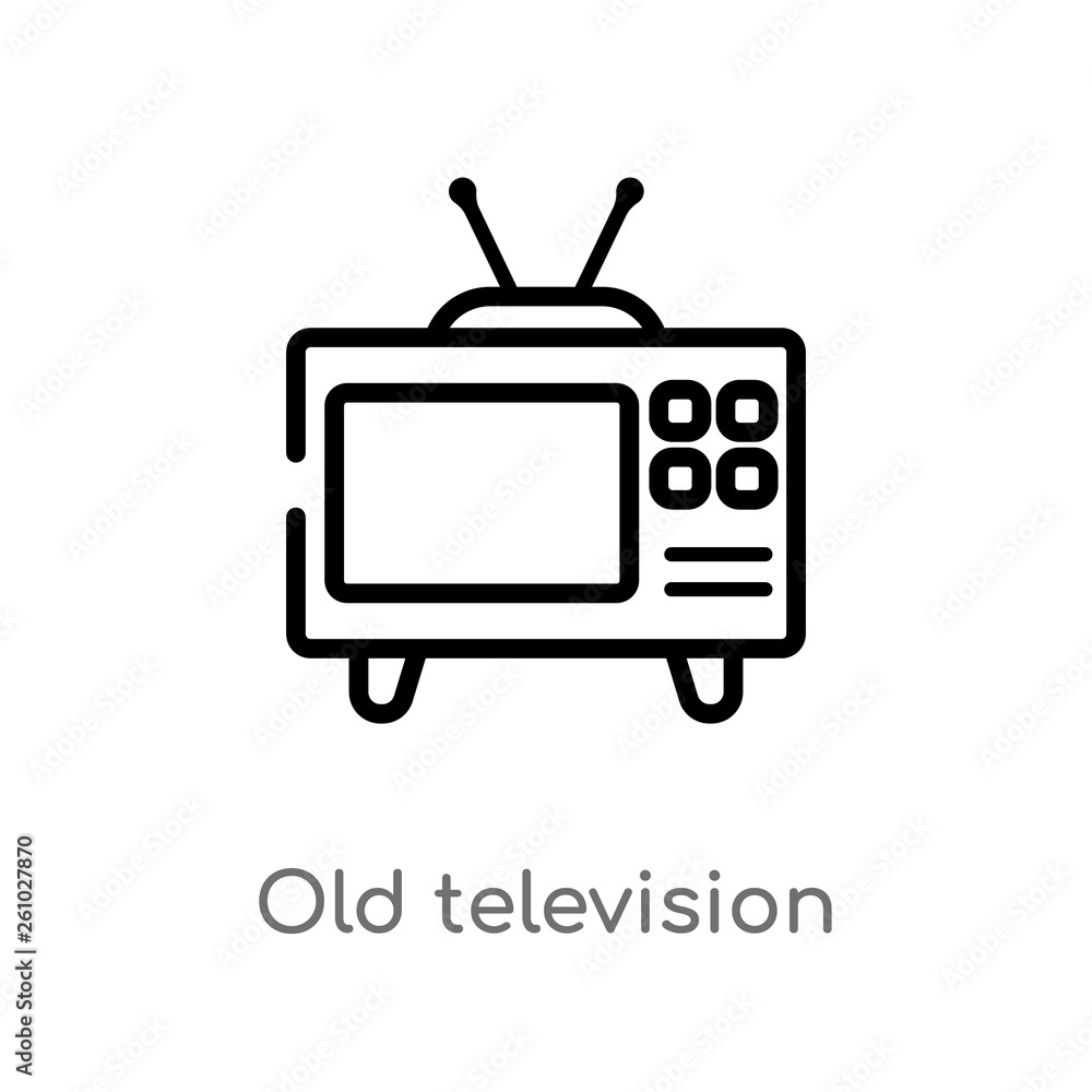 outline old television vector icon. isolated black simple line element illustration from technology concept. editable vector stroke old television icon on white background outline old television vector icon. isolated black simple line element illustration from technology concept. editable vector stroke old television icon on white background