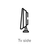 outline tv side vector icon. isolated black simple line element illustration from technology concept. editable vector stroke tv side icon on white background