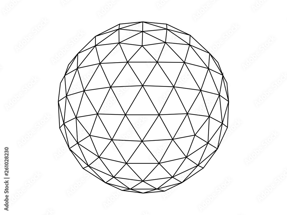Geodesic sphere line illustration vector - obrazy, fototapety, plakaty 