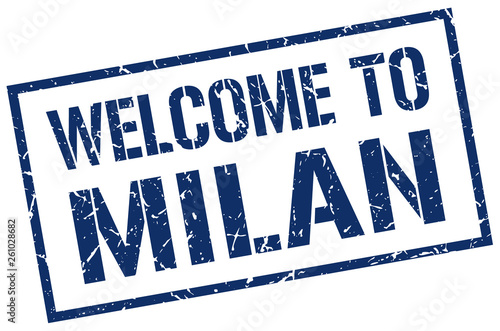 welcome to Milan stamp