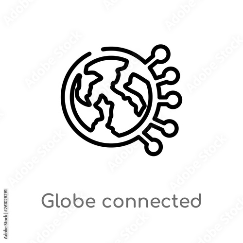 outline globe connected circuit vector icon. isolated black simple line element illustration from technology concept. editable vector stroke globe connected circuit icon on white background