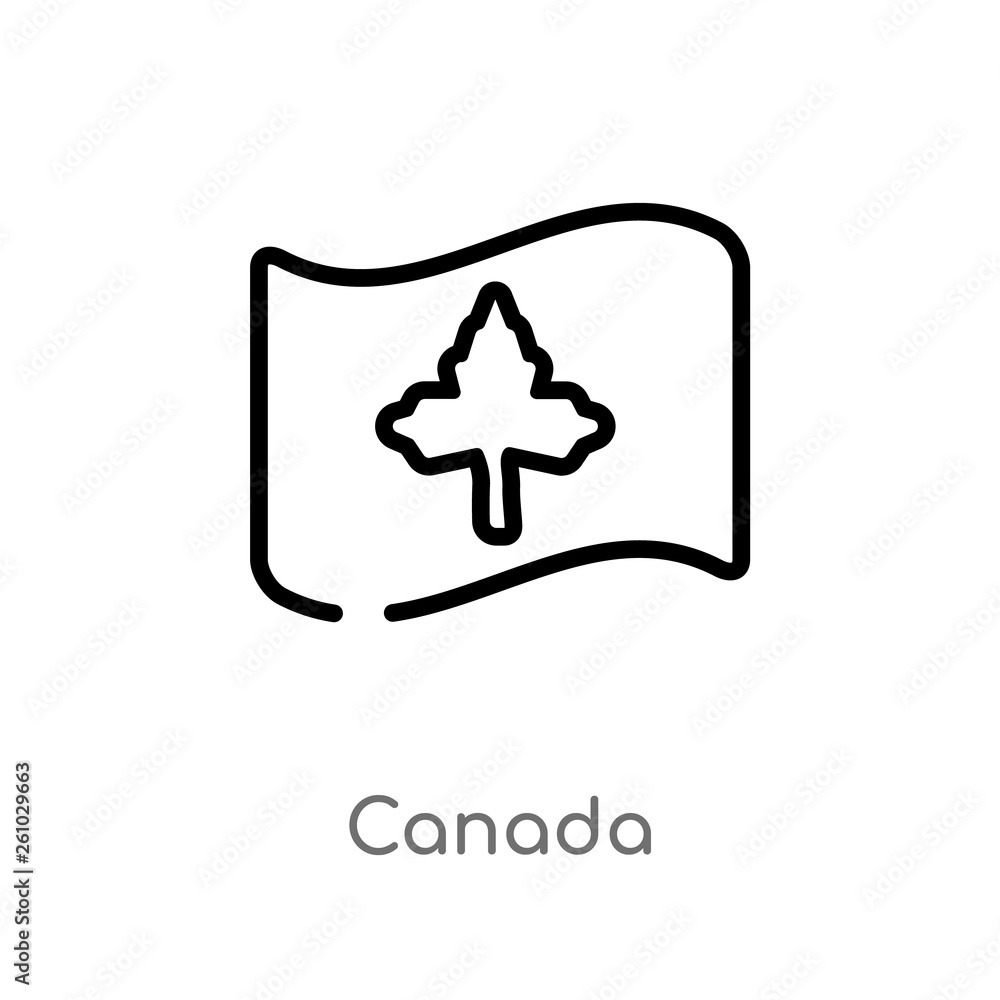 outline canada vector icon. isolated black simple line element illustration from thanksgiving concept. editable vector stroke canada icon on white background